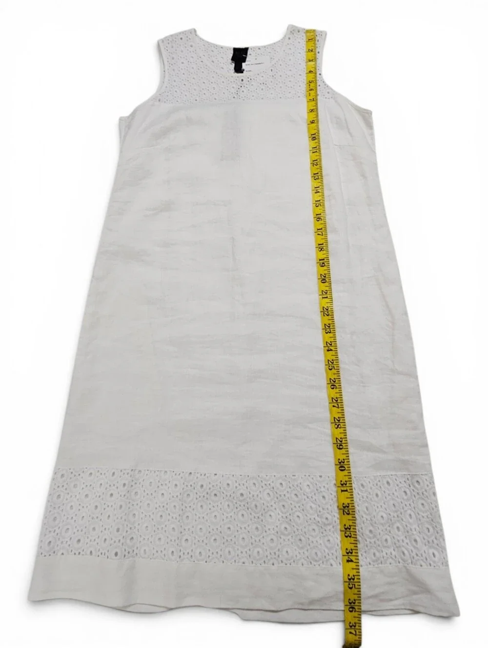 Blu No. 9 White Linen Shift Dress With White Eyelet Accents In Size XS NWT